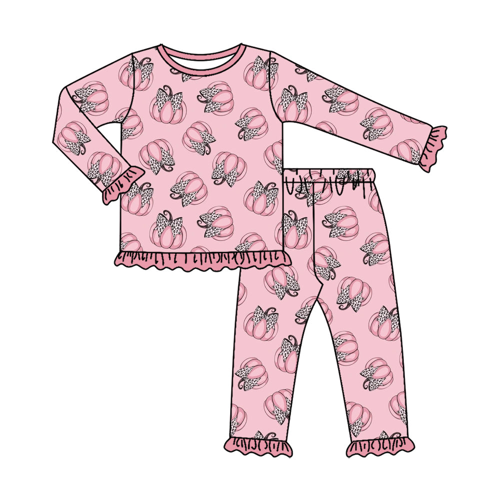 Pink pumpkins long sleeve top matching pants girls fall outfit preorder
