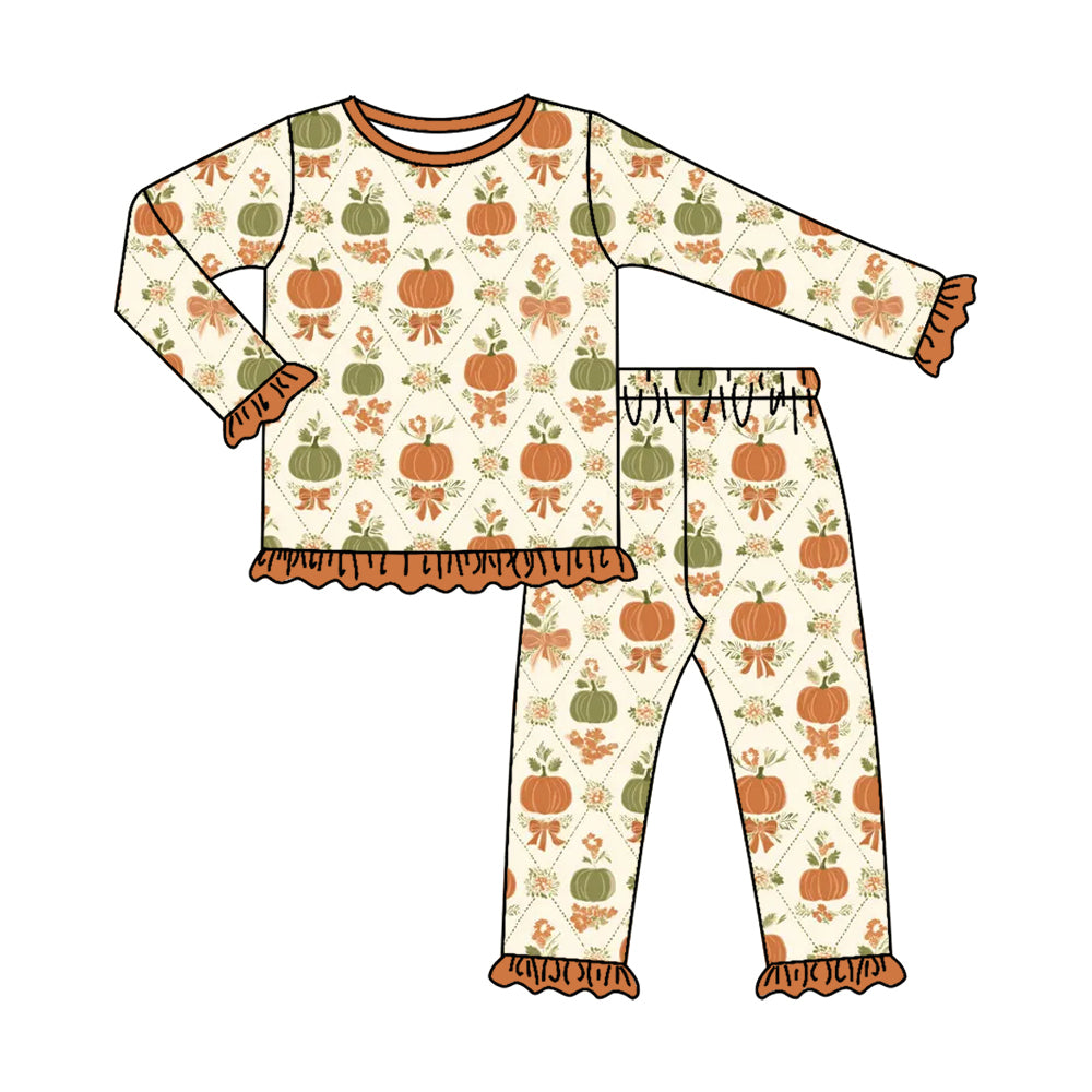Pumpkins long sleeve top matching pants girls fall outfit preorder