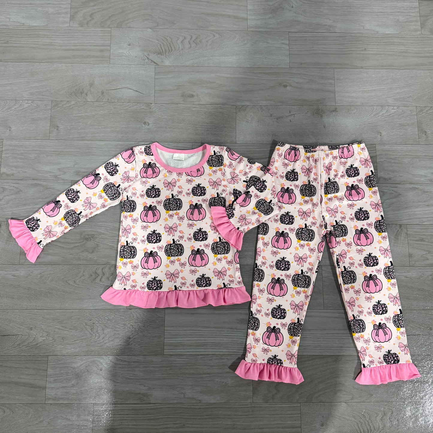 Pumpkins long sleeve top matching pants girls fall outfit preorder