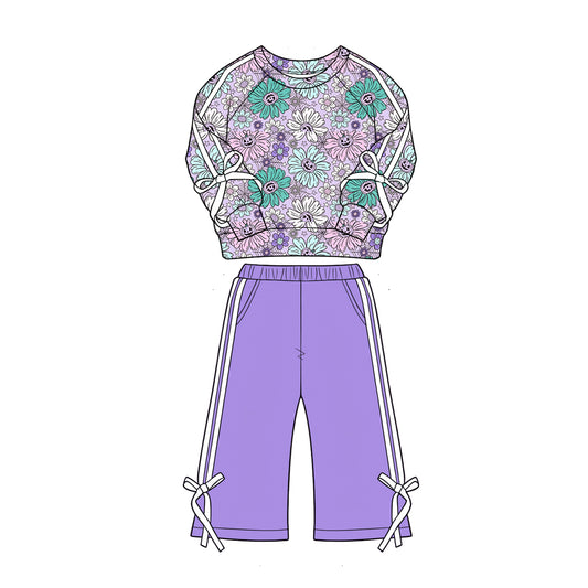 Halloween Pumpkins long sleeve top matching pants girls fall outfit preorder