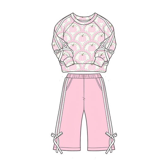 Pink Pumpkins long sleeve top matching pants girls fall outfit preorder