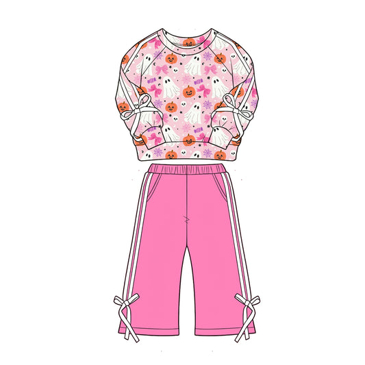 Halloween ghost long sleeve top matching pants girls fall outfit preorder