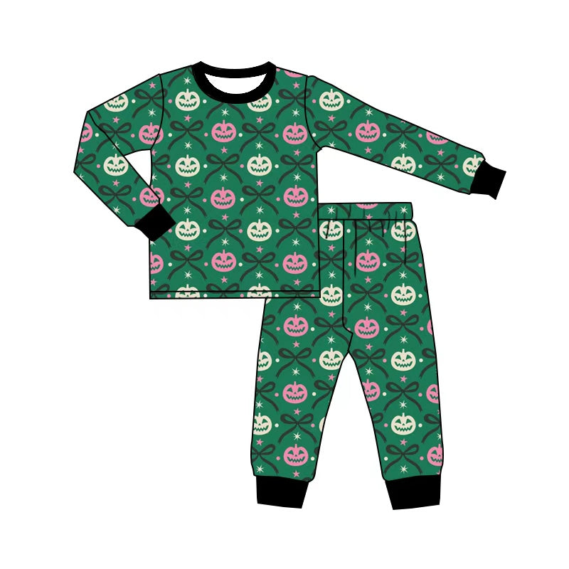 Halloween pumpkin long sleevetop matching pants girls fall outfit preorder