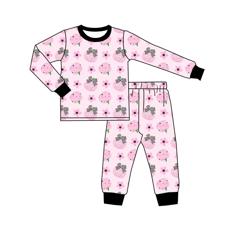 Fall pumpkin long sleeve top matching pants girls fall outfit preorder