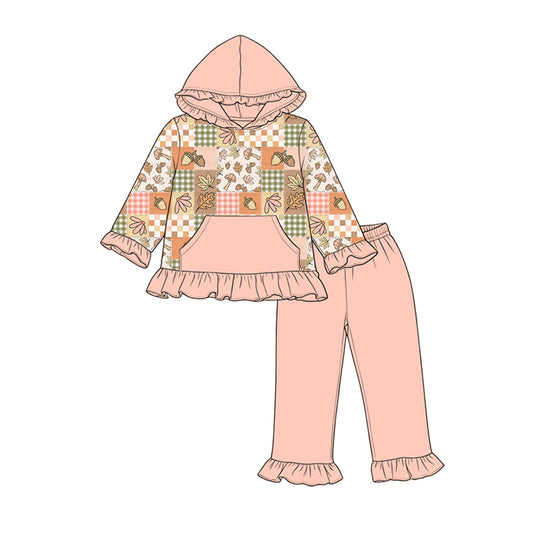Fall season print girls long sleeve hoodie set outfit preorder