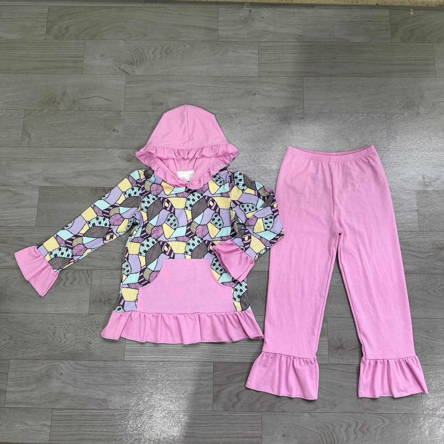 Halloween print girls long sleeve hoodie set outfit preorder