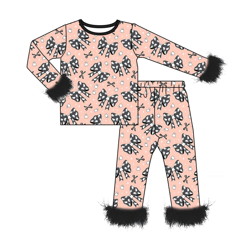 Halloween ghost print girls long sleeve pajama set preorder