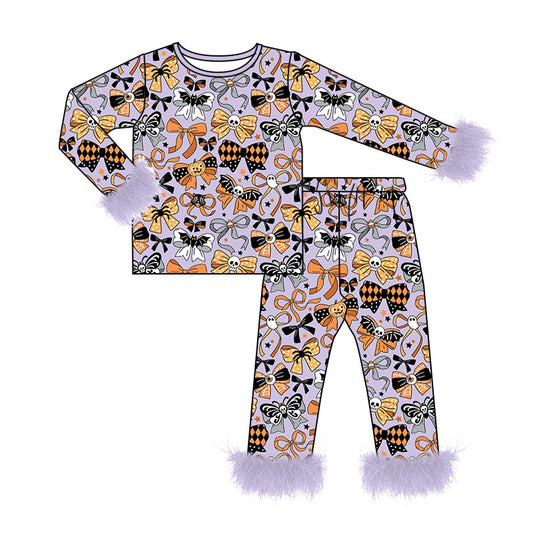 Halloween pumpkin print girls long sleeve pajama set preorder