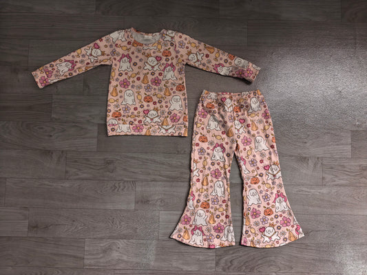 Halloween ghost pumpkin long sleeve top matching pants girls outfit preorder