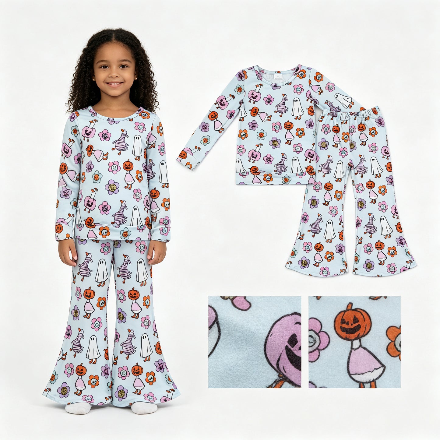 Halloween ghost  long sleeve top matching pants girls outfit