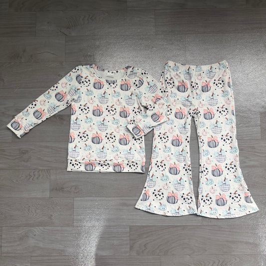 Halloween pumpkin long sleeve top matching pants girls outfit preorder