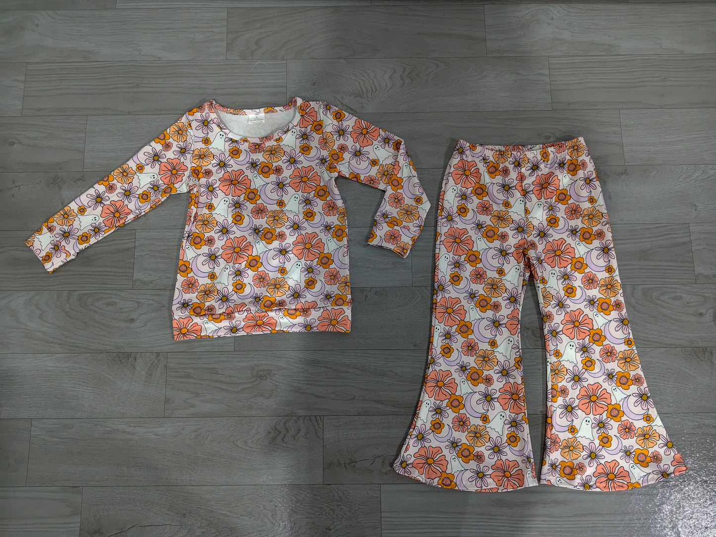 Halloween ghost long sleeve top matching pants girls outfit preorder