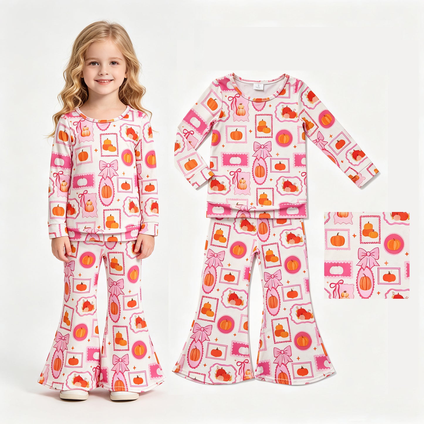 Halloween ghost  long sleeve top matching pants girls outfit