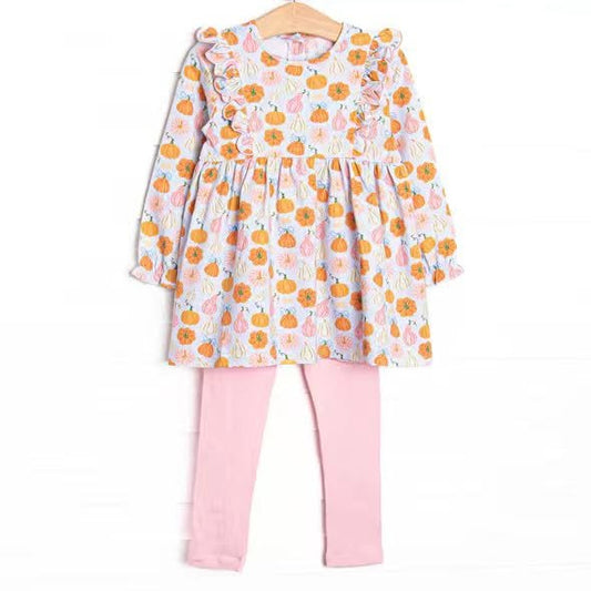 Floral pumpkin long sleeve top matching legging girls outfit preorder