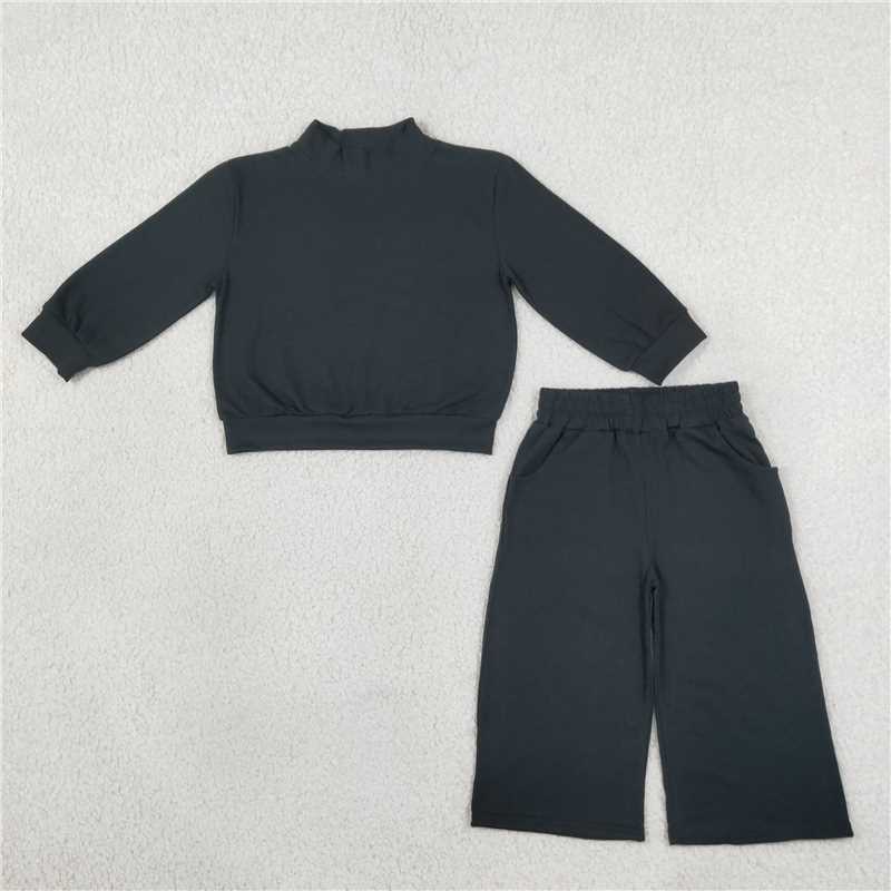 Pink color long sleeve top matching pants girls spring fall outfit