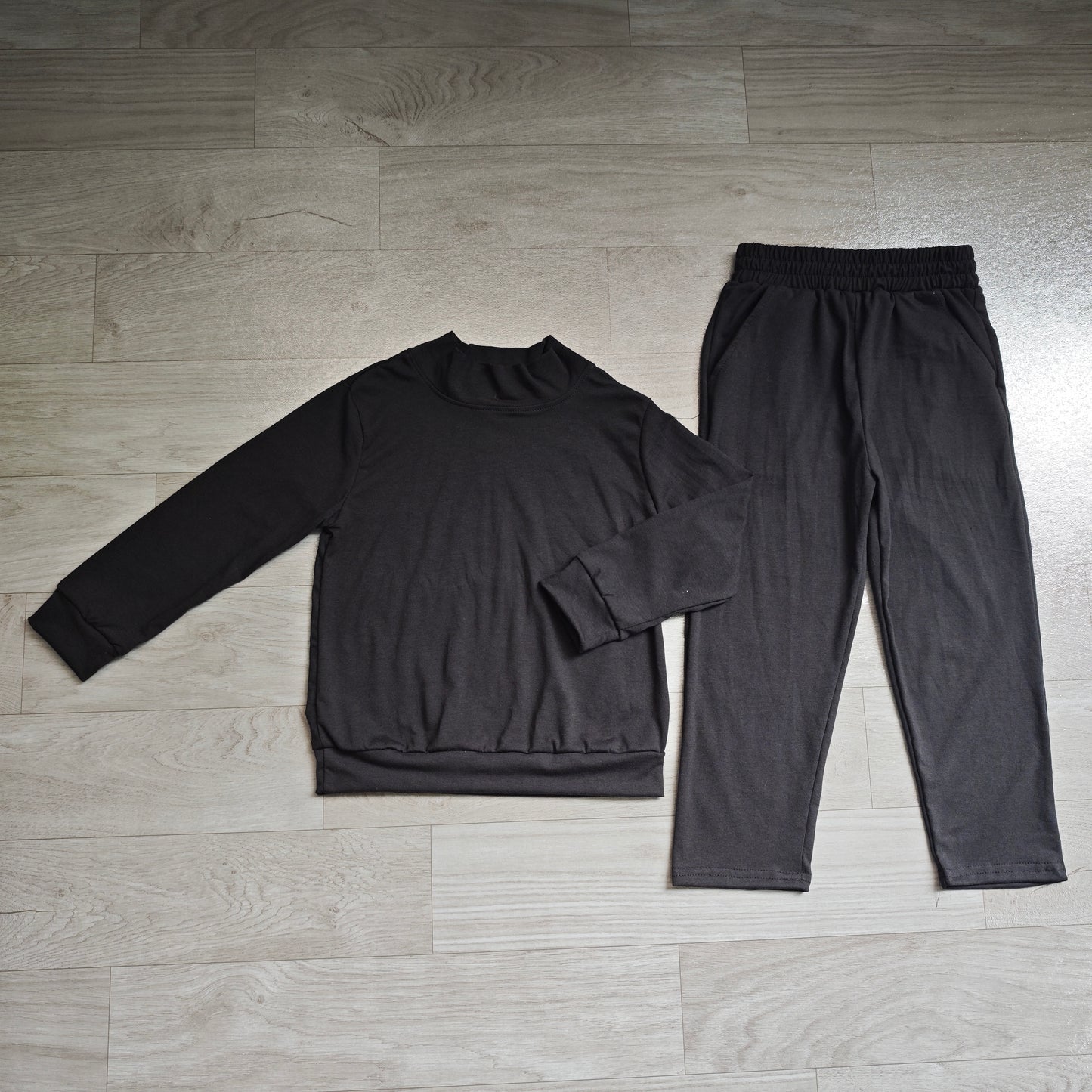 Black color long sleeve top matching pants girls spring fall outfit preorder
