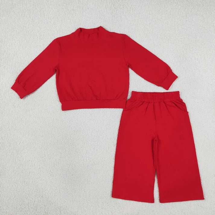 Pink color long sleeve top matching pants girls spring fall outfit