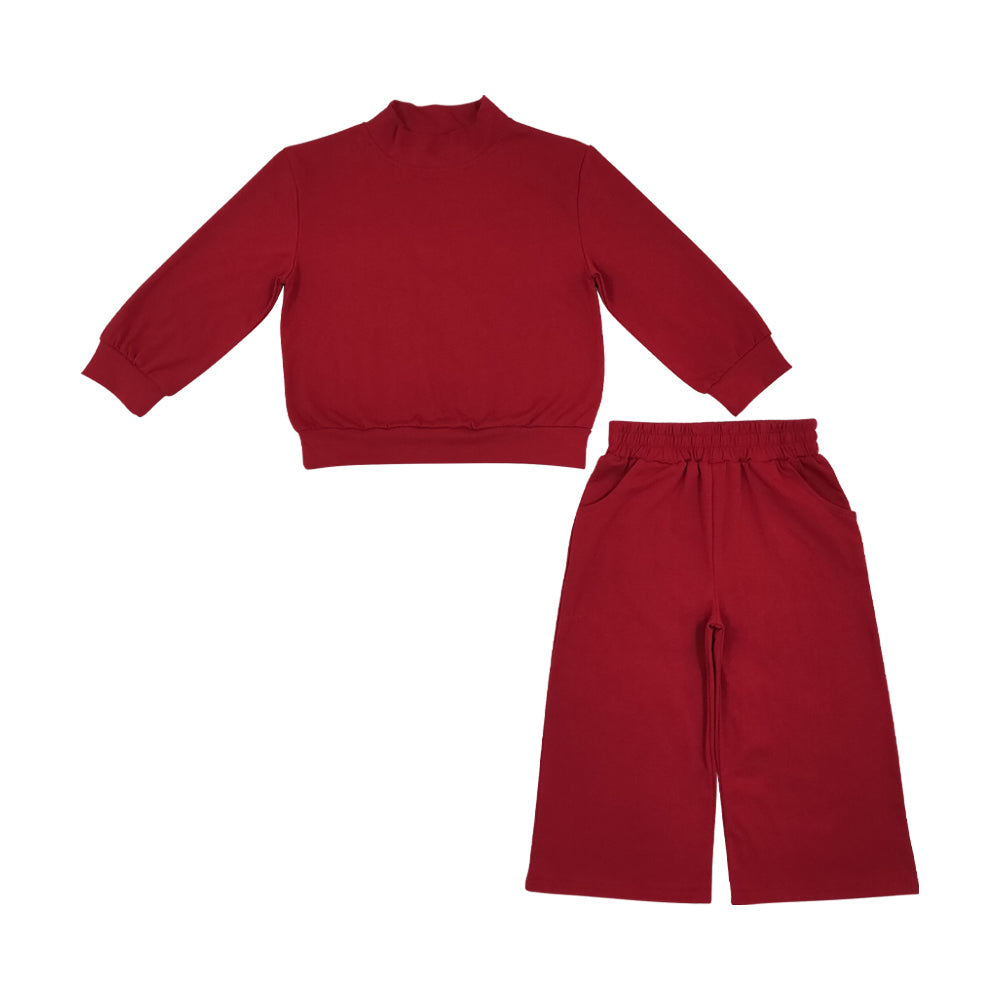 Pink color long sleeve top matching pants girls spring fall outfit