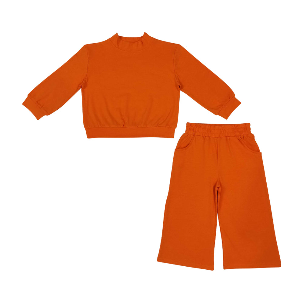 Pink color long sleeve top matching pants girls spring fall outfit