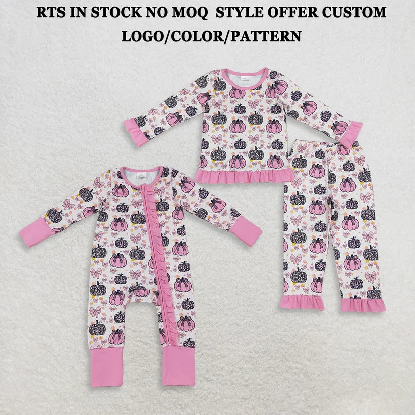 Pumpkins long sleeve top matching pants girls fall outfit