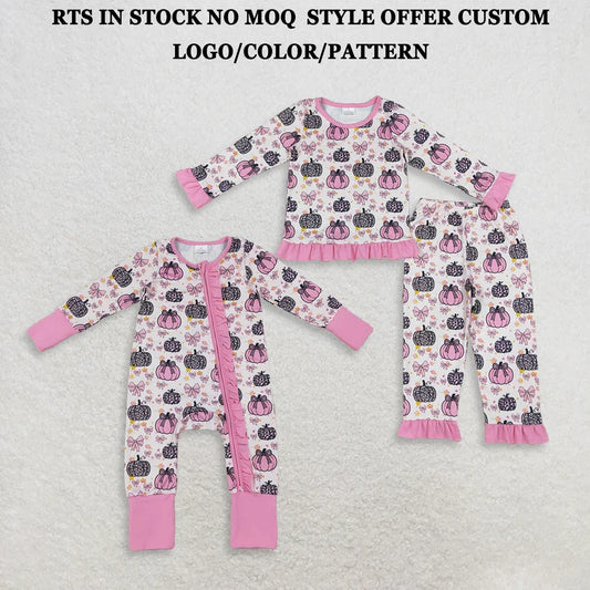 Pumpkins long sleeve top matching pants girls fall outfit
