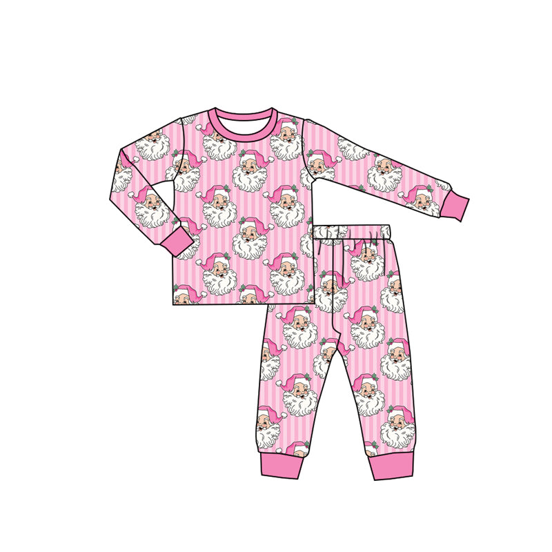 Christmas santa claus long sleeve top matching pants girls outfit preorder
