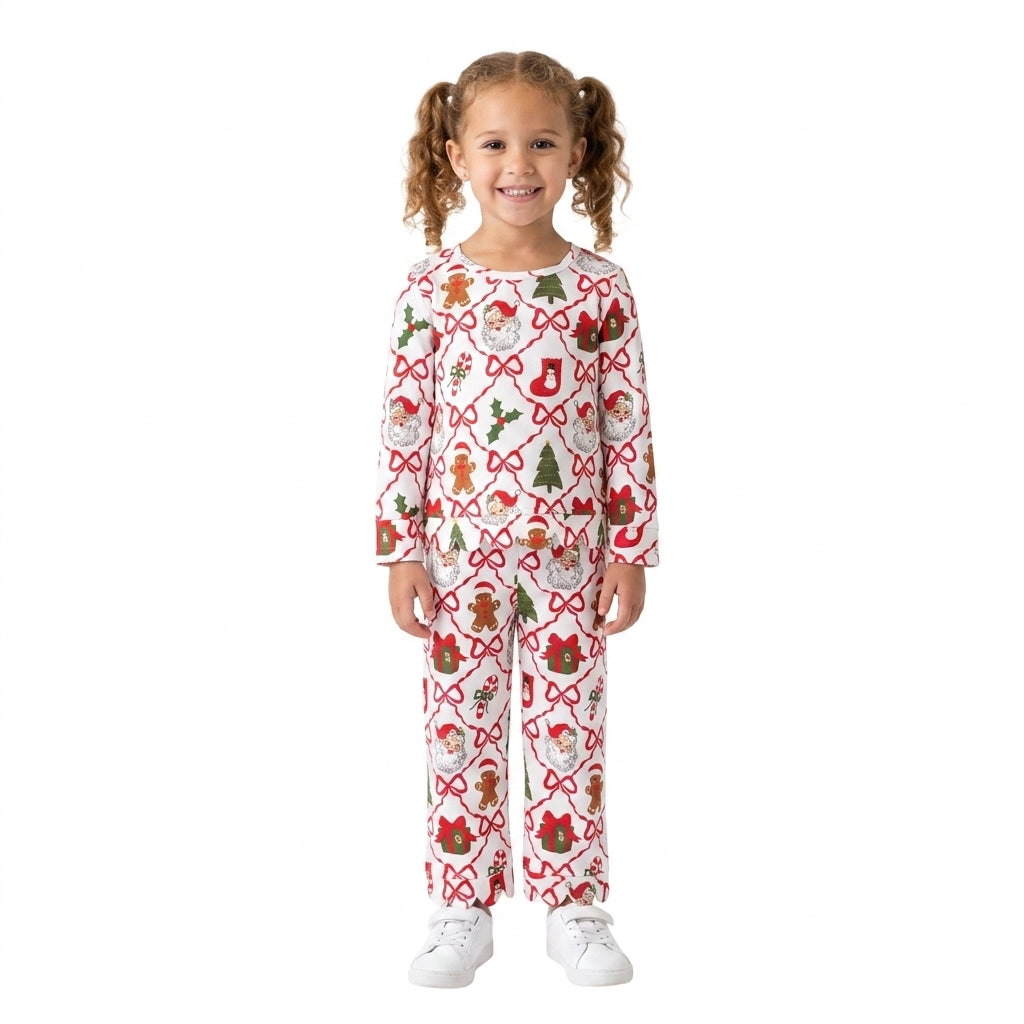Christmas tree gift long sleeve top matching pants girls outfit