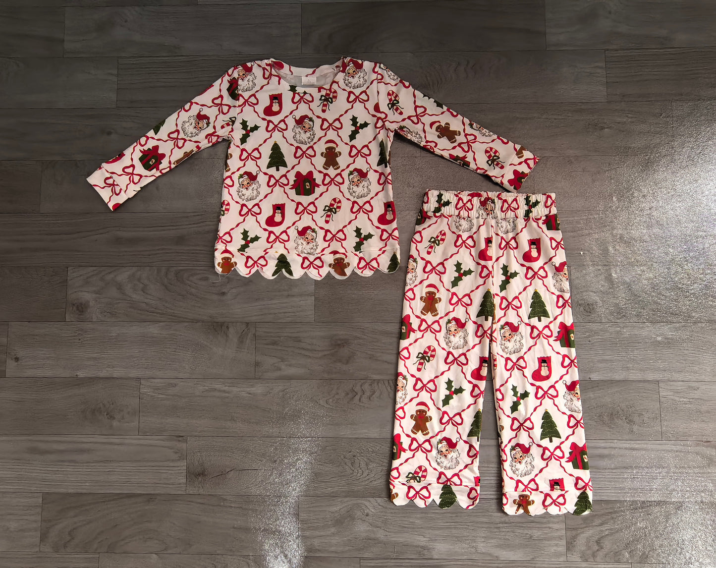 Christmas tree gift long sleeve top matching pants girls outfit preorder