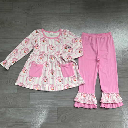 Christmas santa claus long sleeve top matching pants girl outfit preorder