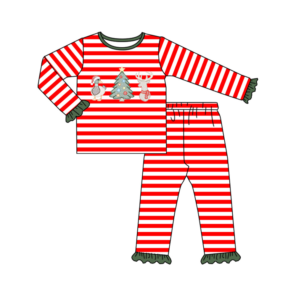 Christmas Camo duck print long sleeve top matching pants girl pajama set preorder