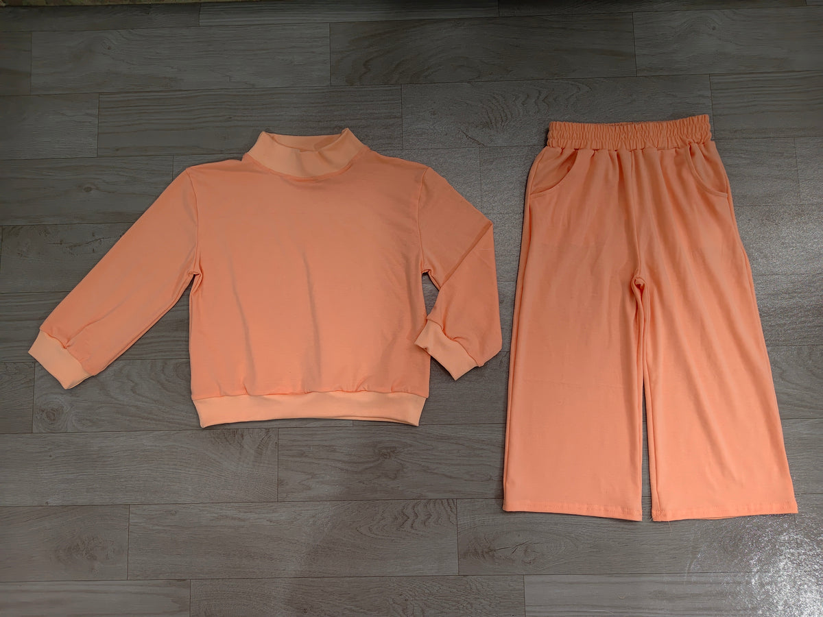 Pink color long sleeve top matching pants girls outfit preorder