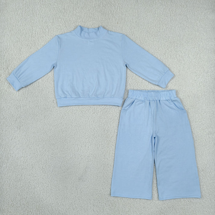 Pink color long sleeve top matching pants girls spring fall outfit