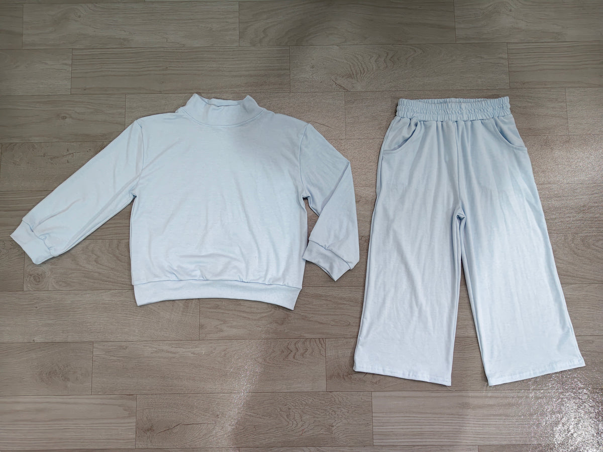 Blue color long sleeve top matching pants girls outfit preorder