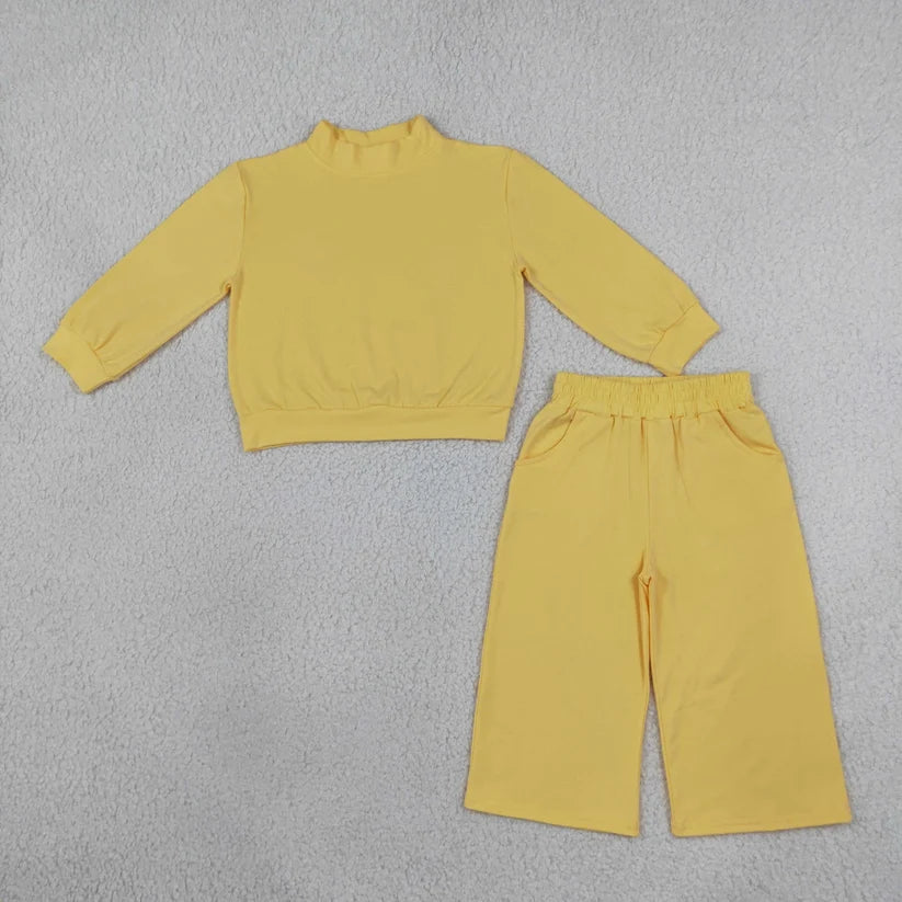 Pink color long sleeve top matching pants girls spring fall outfit