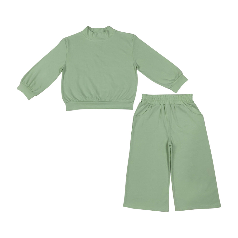 Pink color long sleeve top matching pants girls spring fall outfit