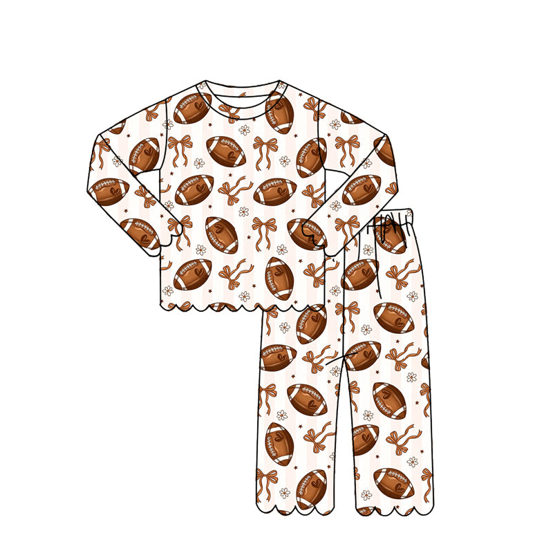 Football print long sleeve top matching pants girls outfit preorder