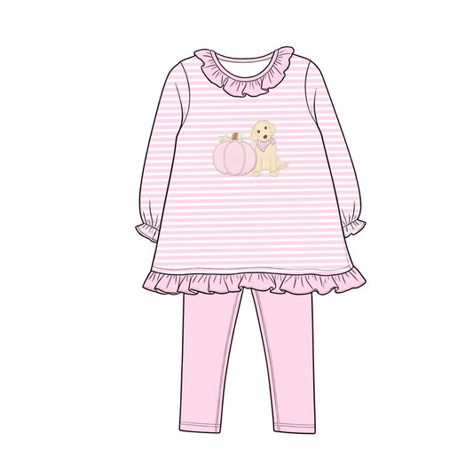 Girl long sleeve fall pumpkin matching pants boy spring fall outfit preorder