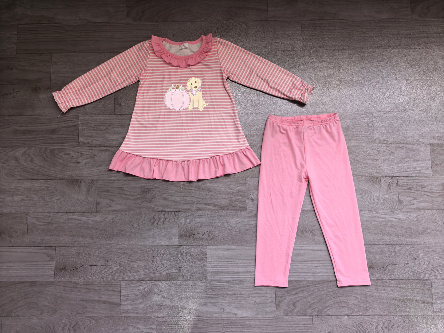Girl long sleeve fall pumpkin embroidery top matching pants boy spring fall outfit preorder