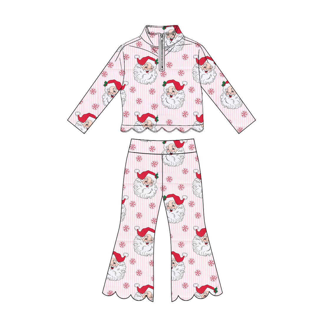 Girl long sleeve Christmas santa claus pullover matching pants spring fall outfit preorder