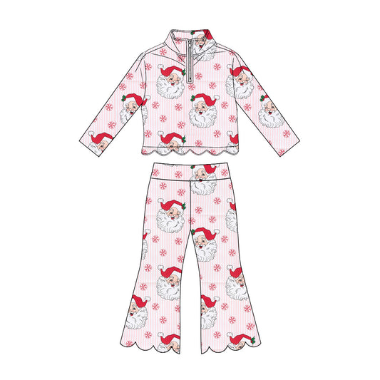 Girl long sleeve Christmas santa claus pullover matching pants spring fall outfit preorder