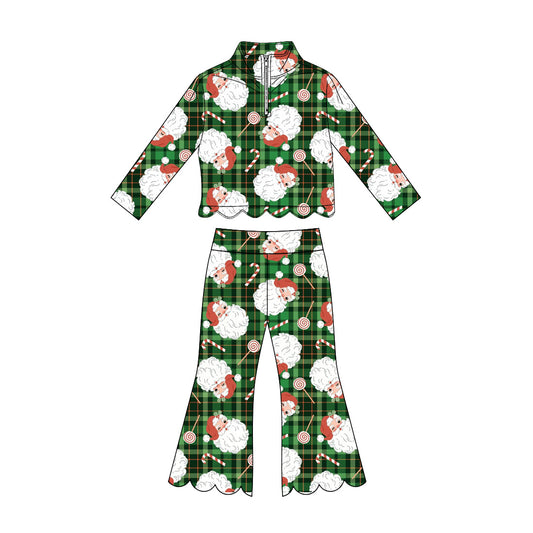 Girl long sleeve Christmas santa claus pullover matching pants spring fall outfit preorder