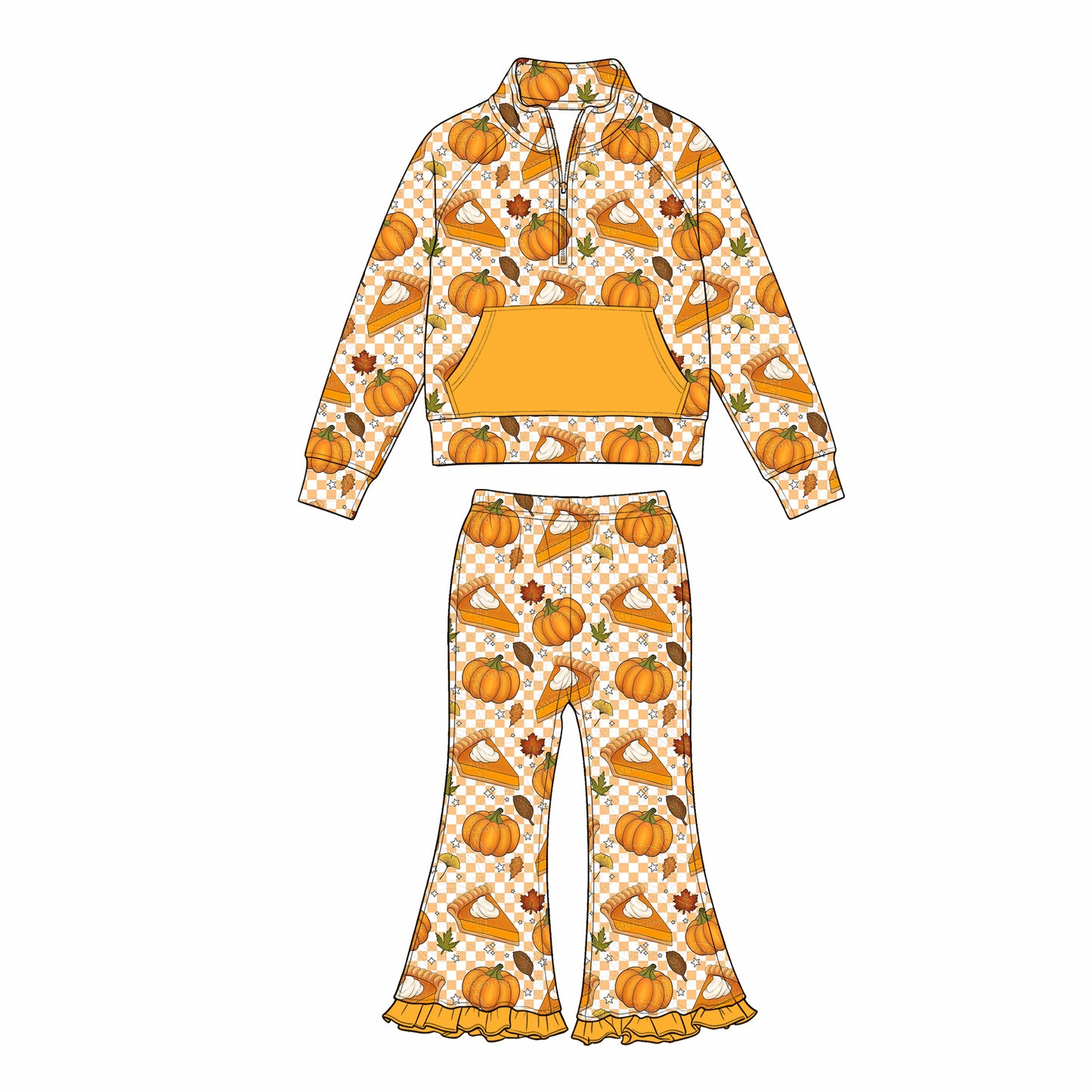 Girl long sleeve Thanksgiving pumpkin pullover matching pants fall winter wholesale outfit preorder