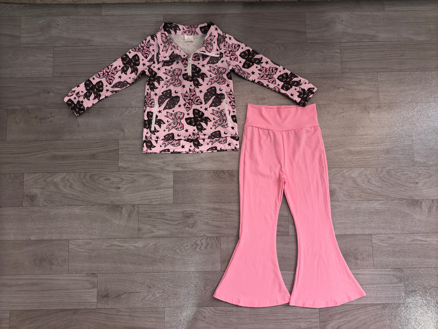 Girls long sleeve Halloween bow pullover top matching pants fall outfit preorder