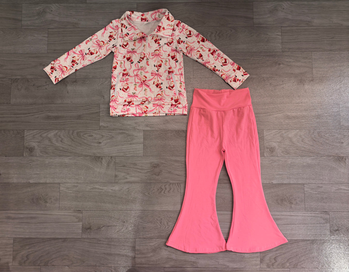 Girls long sleeve Christmas santa claus pullover top matching pants fall outfit preorder