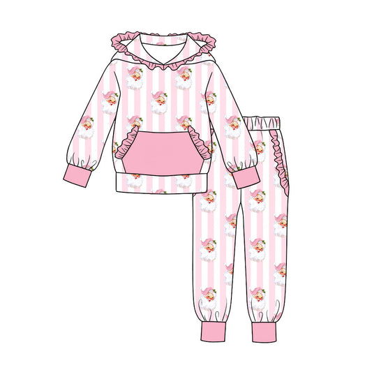 Christmas santa claus print girls long sleeve hoodie set outfit preorder