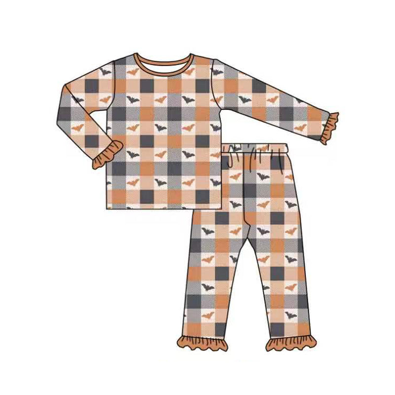Long sleeve Halloween bat top matching pants girl wholesale factory price outfit preorder