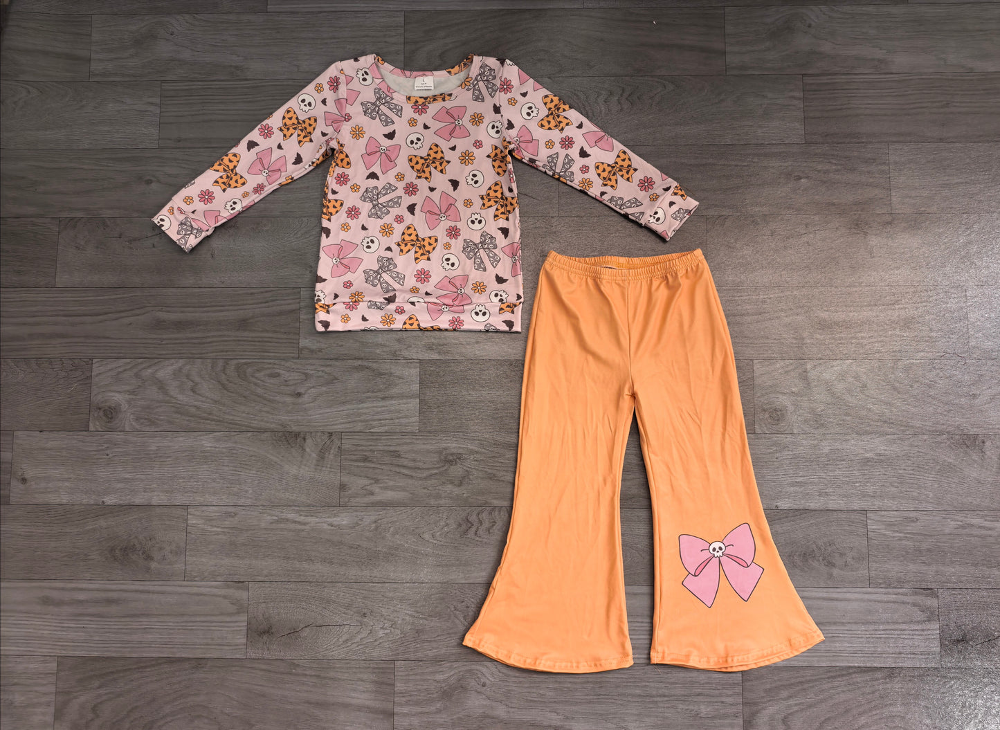 Long sleeve Halloween ghost bow top matching pants girl wholesale factory price outfit preorder
