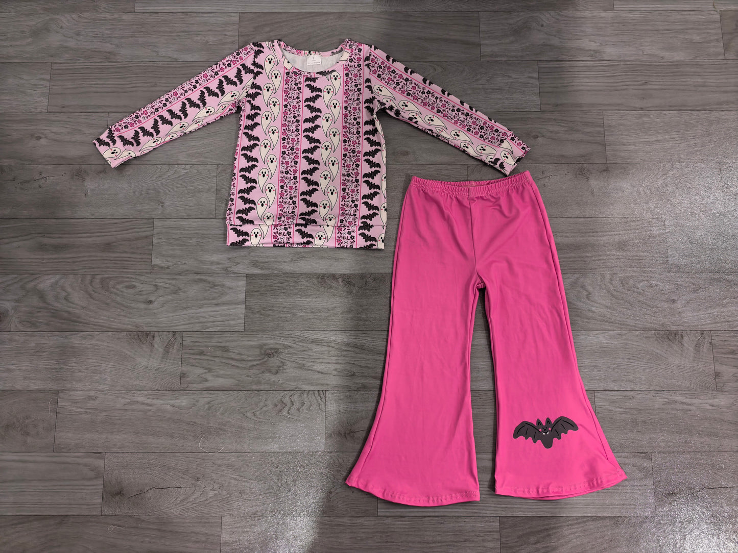 Long sleeve Halloween ghost bat top matching pants girl wholesale factory price outfit preorder
