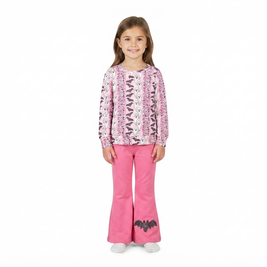 Long sleeve Halloween ghost bat top matching pants girl wholesale factory price outfit