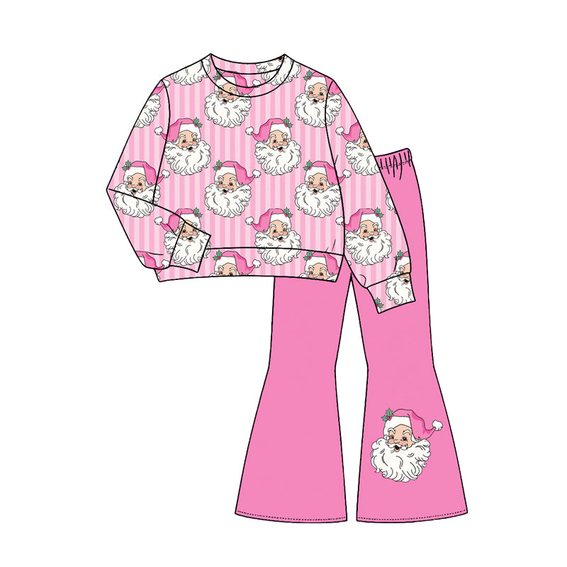 Long sleeve Christmas santa claus top matching pants girl wholesale factory price outfit preorder